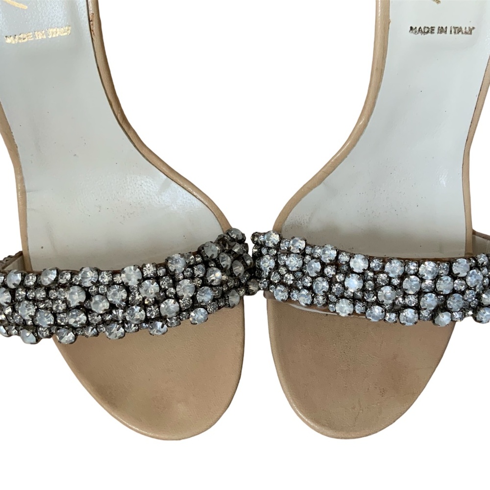 Butter Brand Italian Made Neutral Rhinestone Embellished Strappy Sandal … - Picture 3 of 8
